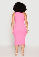 Womens Plus Almost Famous Racerback Tank Dress, Pink,