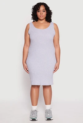 Womens Plus Rib Knit Scoop Neck Tank Dress,