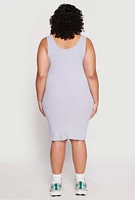 Womens Plus Rib Knit Scoop Neck Tank Dress, 2X