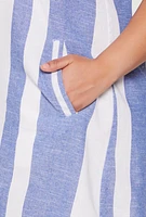 Womens Plus Size Sleeveless Striped Shift Dress, Blue, Size 3X
