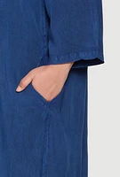 Womens Plus Size Chambray Caftan Dress, Blue, Size 2X