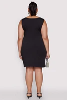 Womens Plus Rhinestone Greek Key Tank Dress,
