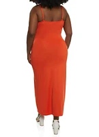 Womens Plus Size Scoop Neck Bodycon Maxi Dress, Orange, Size 1X