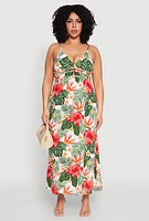Womens Plus Size Floral Empire Waist Maxi Dress, Multi, Size 3X