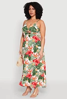 Womens Plus Size Floral Empire Waist Maxi Dress, Multi, Size 3X