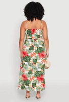 Womens Plus Size Floral Empire Waist Maxi Dress, Multi, Size 3X