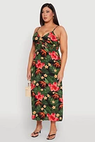 Womens Plus Size Airy Floral Print Maxi Empire Waist Dress, Multi, Size 1X