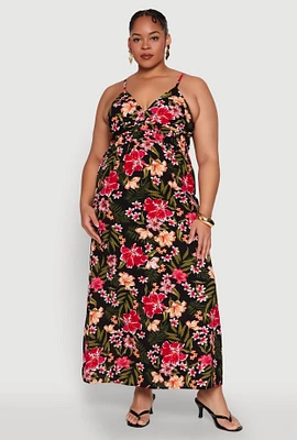 Womens Plus Size Tropical Floral Print Sundress, Multi, Size 2X