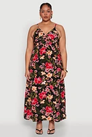 Womens Plus Size Tropical Floral Print Sundress, Multi, Size 2X