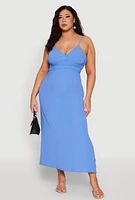 Womens Plus Size Airy Maxi Empire Waist Dress, Blue, Size 2X