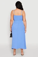 Womens Plus Size Airy Maxi Empire Waist Dress, Blue, Size 2X