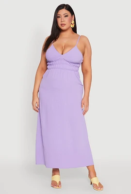 Womens Plus Size Airy Maxi Empire Waist Dress, Purple, Size 2X