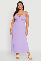 Womens Plus Size Airy Maxi Empire Waist Dress, Purple, Size 2X