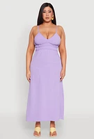 Womens Plus Size Airy Maxi Empire Waist Dress, Purple, Size 2X