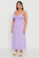 Womens Plus Size Airy Maxi Empire Waist Dress, Purple, Size 2X