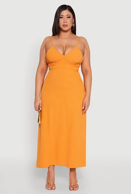 Womens Plus Size Airy Maxi Empire Waist Dress, Orange, Size 2X