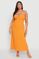Womens Plus Size Airy Maxi Empire Waist Dress, Orange, Size 2X