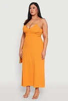 Womens Plus Size Airy Maxi Empire Waist Dress, Orange, Size 2X