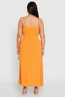Womens Plus Size Airy Maxi Empire Waist Dress, Orange, Size 2X