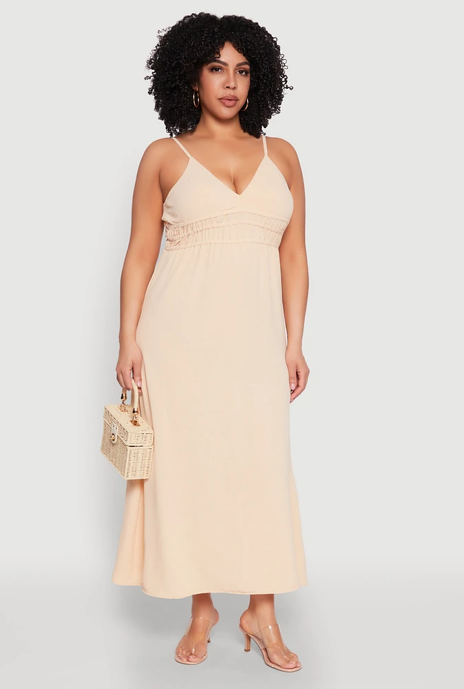 Womens Plus Airy Maxi Empire Waist Dress,