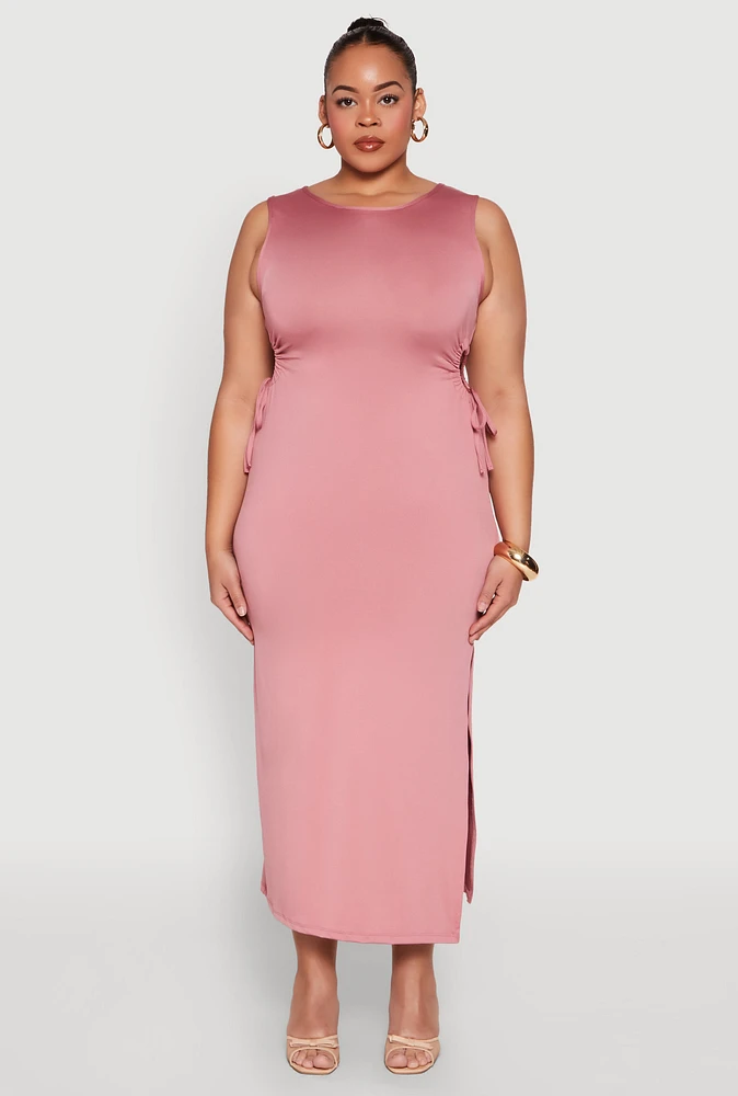 Womens Plus Side Cut Out Maxi Dress, Pink,