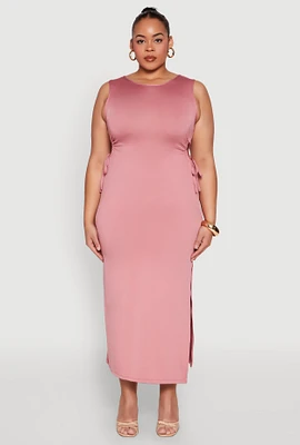 Womens Plus Side Cut Out Maxi Dress, Pink,