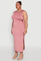 Womens Plus Side Cut Out Maxi Dress, Pink,