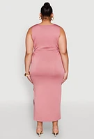 Womens Plus Side Cut Out Maxi Dress, Pink,