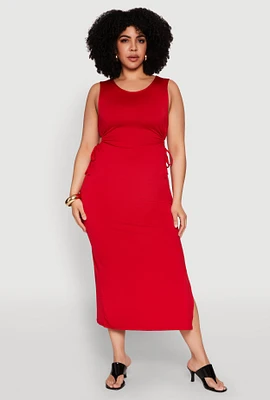 Womens Plus Size Side Cut Out Maxi Dress, Red, Size 3X