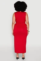 Womens Plus Size Side Cut Out Maxi Dress, Red, Size 3X