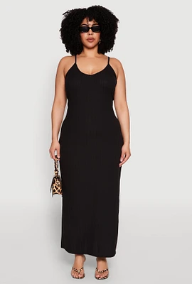 Womens Plus V Neck Side Slit Maxi Dress,