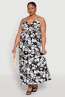 Womens Plus Size Airy Floral Print Maxi Dress, Multi, Size 1X