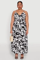 Womens Plus Size Airy Floral Print Maxi Dress, Multi, Size 1X