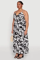 Womens Plus Size Airy Floral Print Maxi Dress, Multi, Size 1X