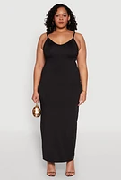 Womens Plus Size Scoop Neck Cami Dress, Black, Size 3X