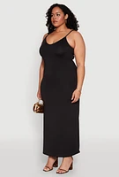 Womens Plus Size Scoop Neck Cami Dress, Black, Size 3X