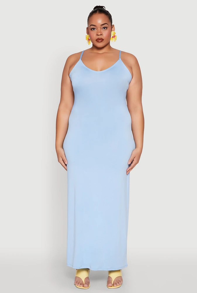 Womens Plus Scoop Neck Cami Dress,