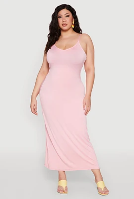 Womens Plus Size Scoop Neck Cami Dress, Pink, Size 2X