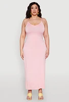 Womens Plus Size Scoop Neck Cami Dress, Pink, Size 2X