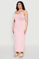 Womens Plus Size Scoop Neck Cami Dress, Pink, Size 2X
