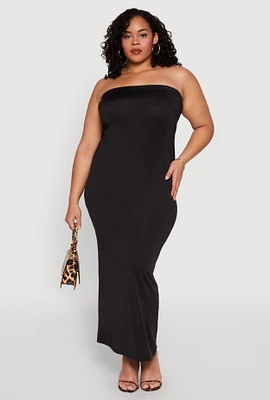 Womens Plus Slit Back Maxi Tube Dress,