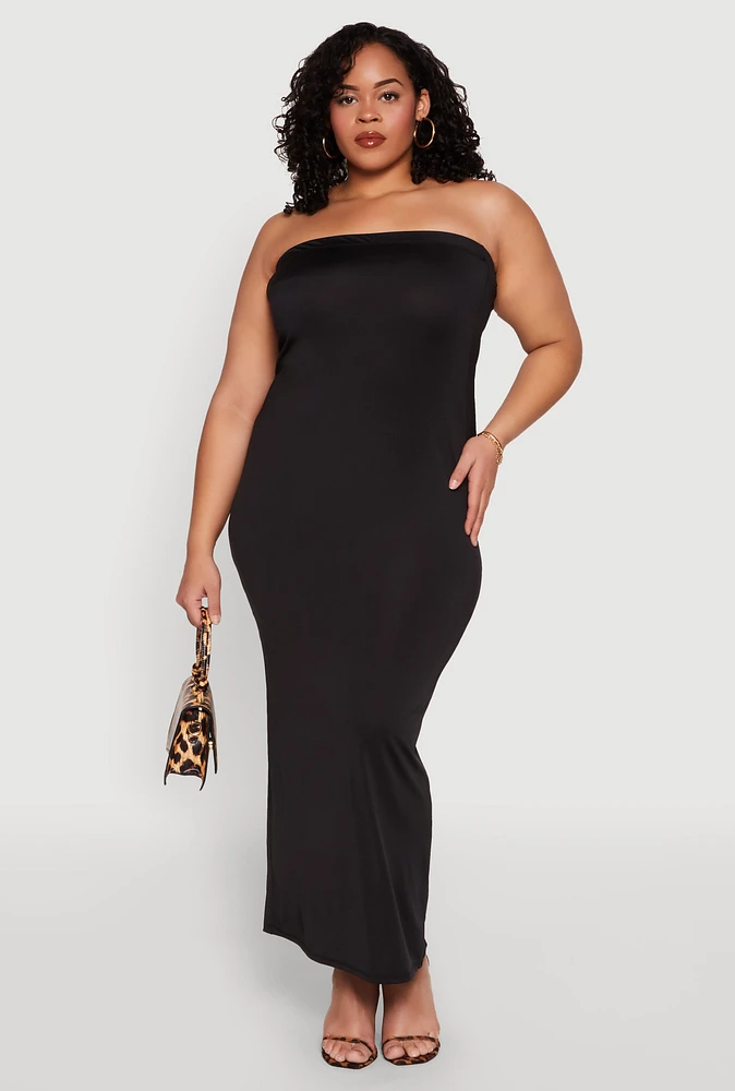 Womens Plus Slit Back Maxi Tube Dress, 3X