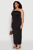 Womens Plus Slit Back Maxi Tube Dress, 3X
