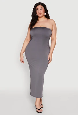 Womens Plus Slit Back Maxi Tube Dress,
