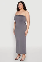 Womens Plus Slit Back Maxi Tube Dress,