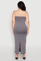 Womens Plus Slit Back Maxi Tube Dress,