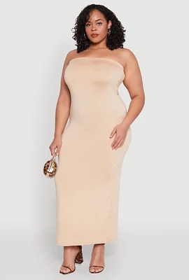 Womens Plus Slit Back Maxi Tube Dress,