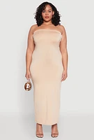 Womens Plus Slit Back Maxi Tube Dress,