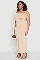 Womens Plus Slit Back Maxi Tube Dress,
