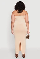 Womens Plus Slit Back Maxi Tube Dress,